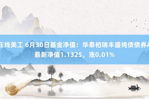 在线美工 6月30日基金净值：华泰柏瑞丰盛纯债债券A最新净值1.1325，涨0.01%