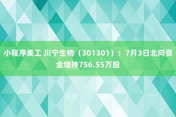 小程序美工 川宁生物（301301）：7月3日北向资金增持756.55万股