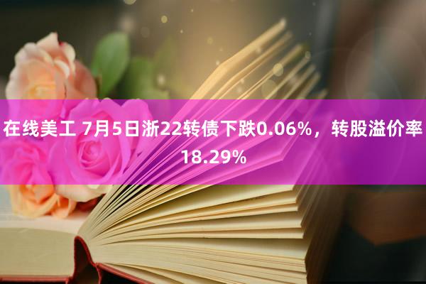 在线美工 7月5日浙22转债下跌0.06%，转股溢价率18.29%